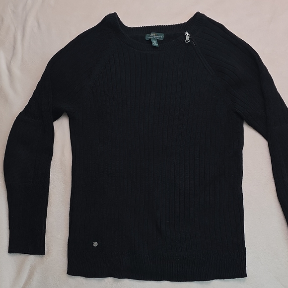 Ralph Lauren Black Ribbed Cotton Sweater - Picture 11 of 16